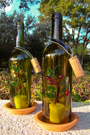 Wine Bottle Candle Shelter