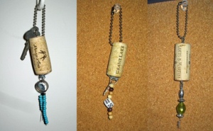 Beaded Wine Cork Keychains